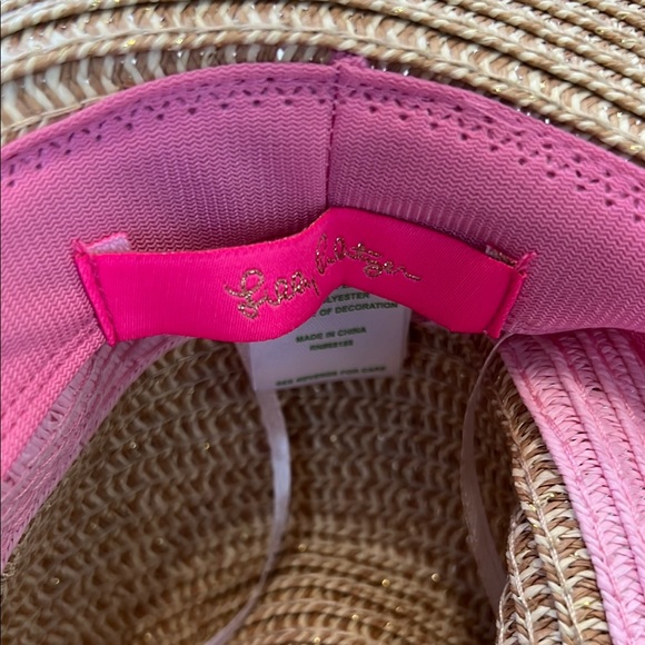 Straw Sun Hat with Pink Band - Picture 3 of 4